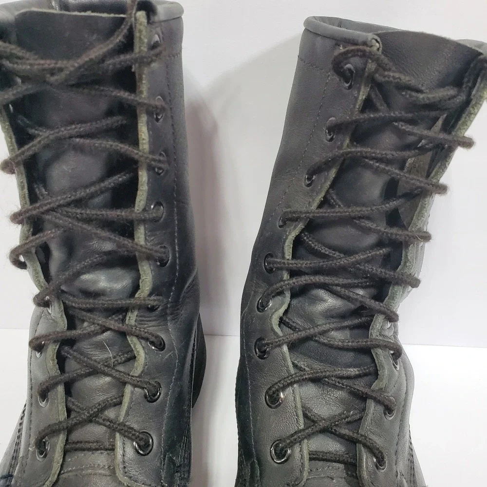 Addison Shoe Co. Military Combat Mens US 5R Black Leather Steel‎ Toe Ankle Boots
